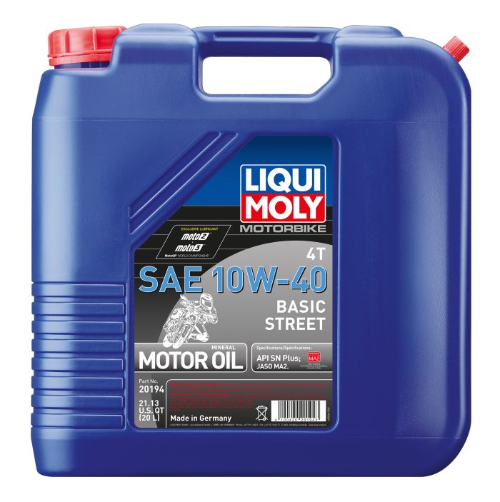 LIQUI MOLY Motorbike 4T 10W-40 Synthetic Motorcycle Oil – 20 Liter Jug