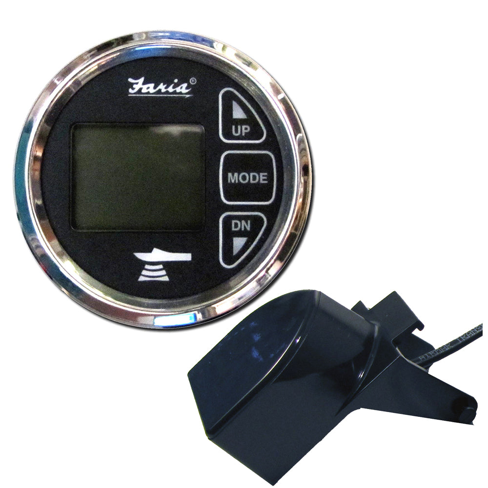 Faria Beede Instruments Chesapeake Black 2-Inch Dual Depth and Temperature Sounder with Transom Mount Transducer