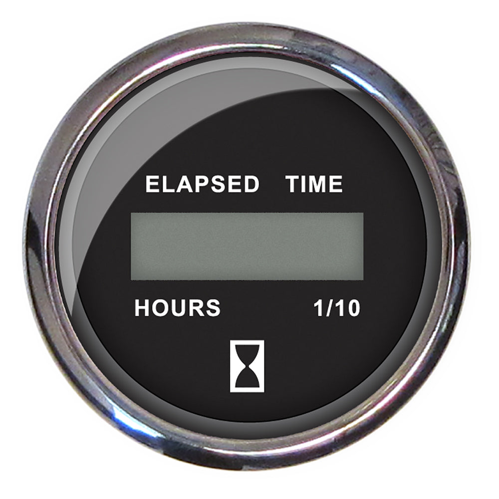 Faria Beede Instruments Chesapeake Black 2-Inch Digital Hourmeter – Engine Running Time Gauge