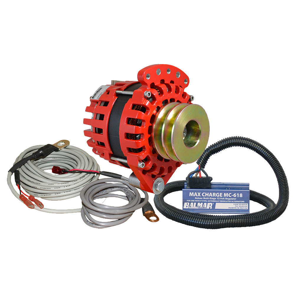 Balmar Alternator 1-2 inch Single Foot Dual V Pulley Regulator & Temp Sensor - 170 Amp 12V Kit