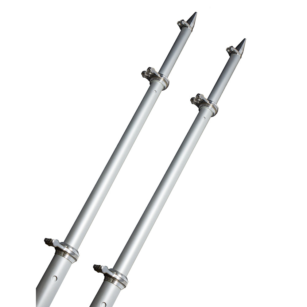TACO Marine 18' Deluxe Outrigger Poles with Rollers - Silver/Silver