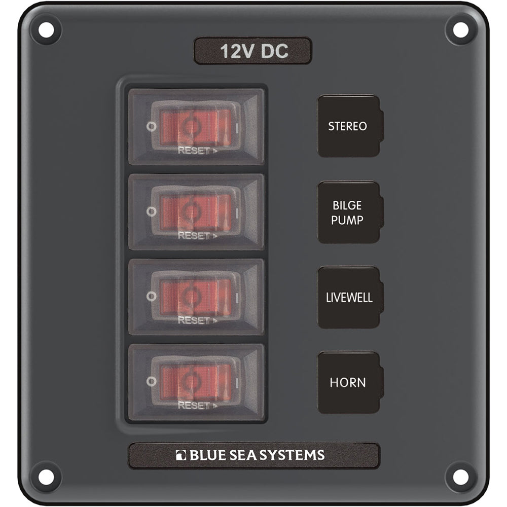 Blue Sea Systems 4320 4-Position Circuit Breaker Switch Panel - Gray