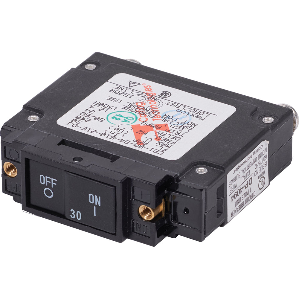 Blue Sea Systems 7458 UL-489 Circuit Breaker - 30A Flat Rocker for Marine and Industrial Use