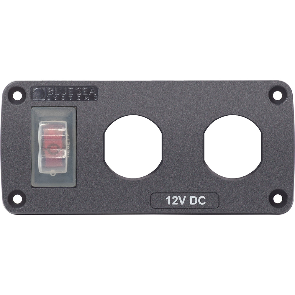 Blue Sea Systems 4364 Water Resistant USB Accessory Panel with 15A Circuit Breaker and Dual Blank Apertures