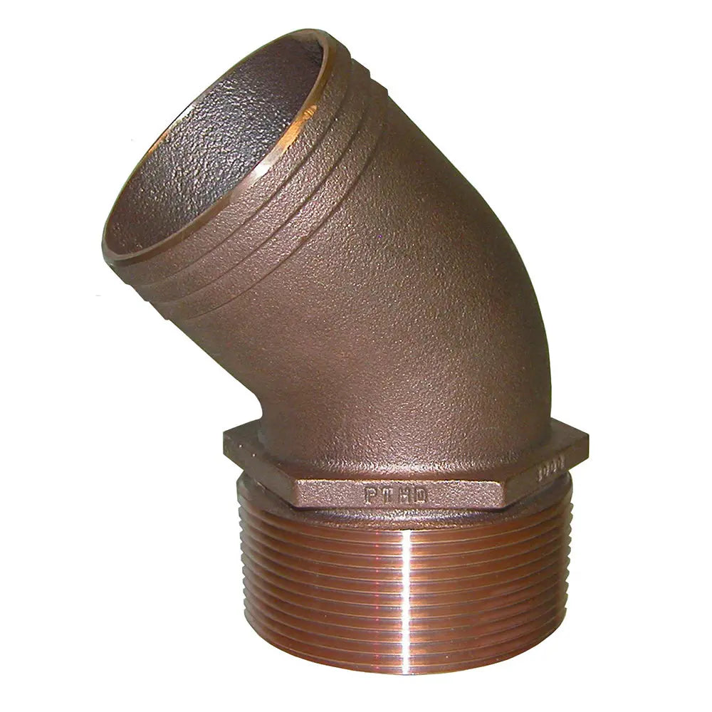 GROCO PTHD-750 3/4 Inch NPT Bronze 45 Degree Pipe to Hose Fitting
