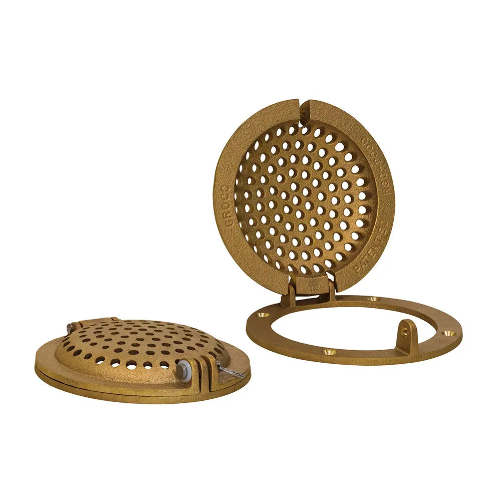 GROCO Bronze Round Hull Strainer with Access Door for Up to 1-Inch Thru-Hull