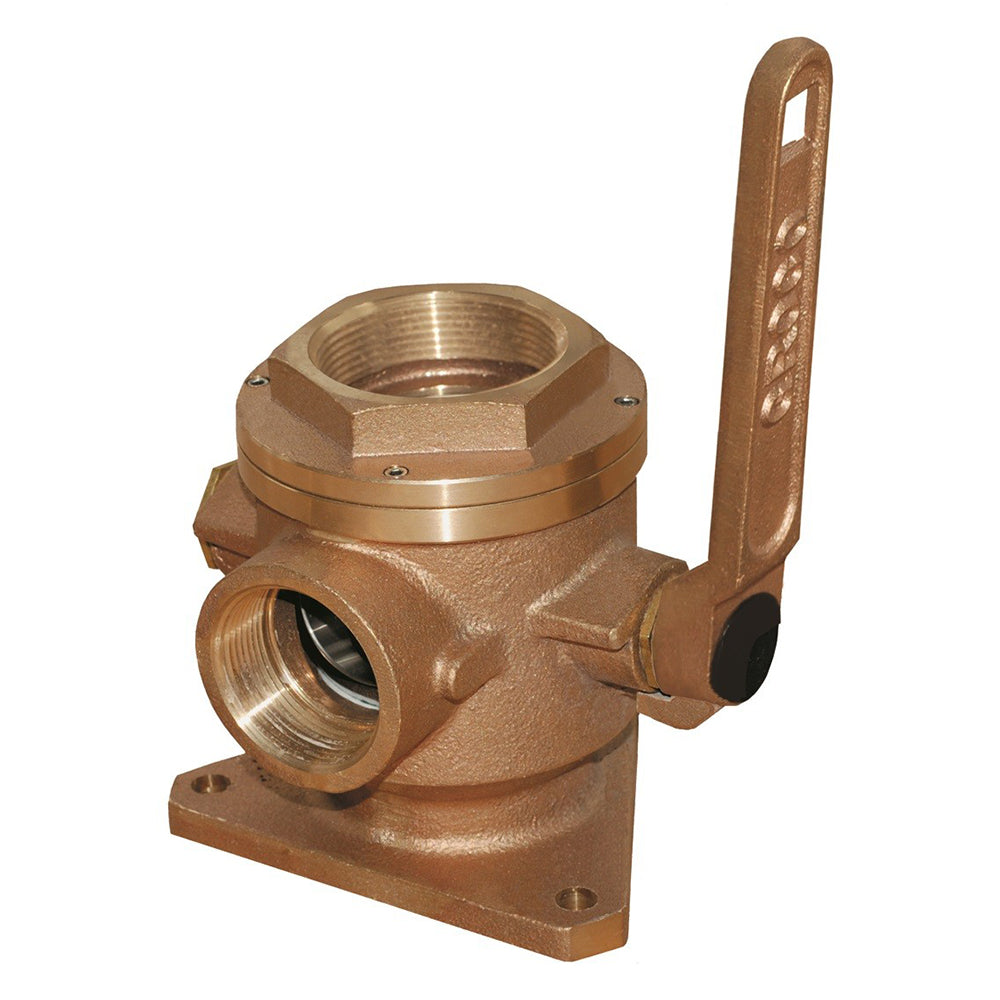 GROCO 1-1/4 inch Safety Seacock with 1 inch Side Port - Model SBV-1250-P