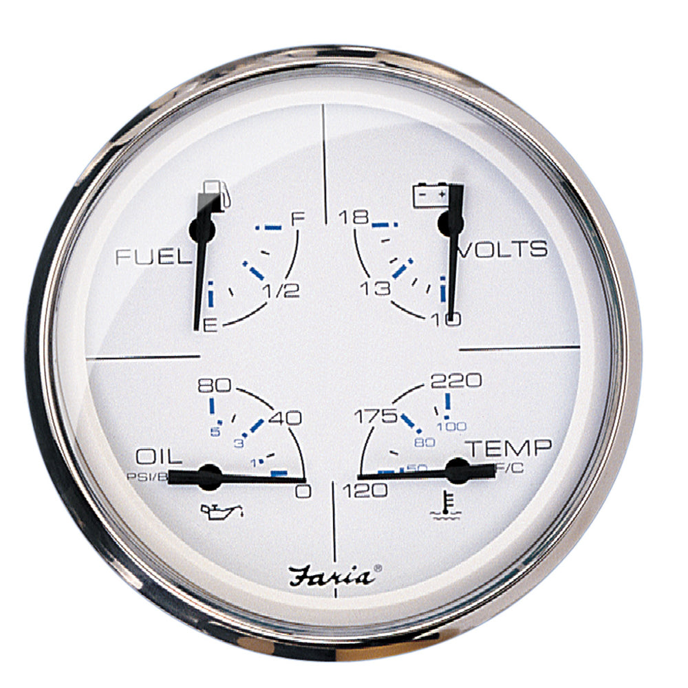 Faria Beede Instruments Chesapeake White SS 5-Inch Multifunction Gauge