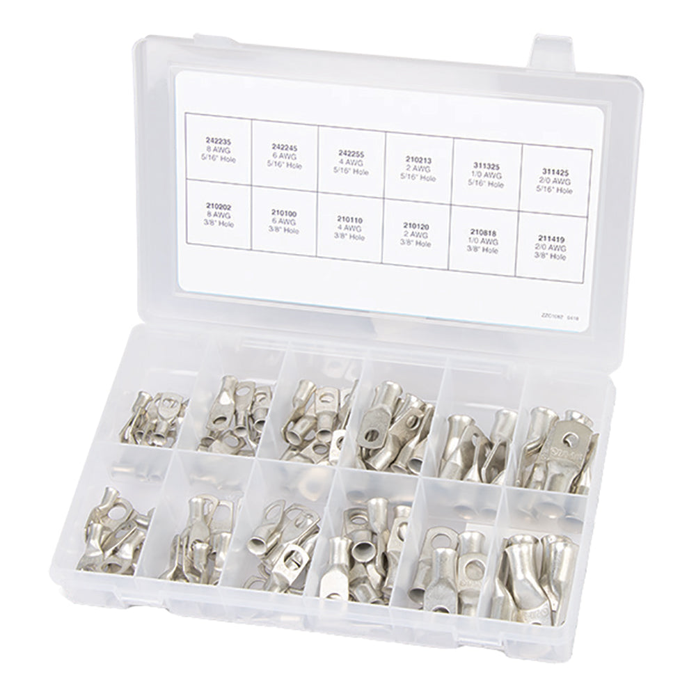 Ancor 100-Piece Tinned Copper Lug Kit for Wire Management and Electrical Repairs