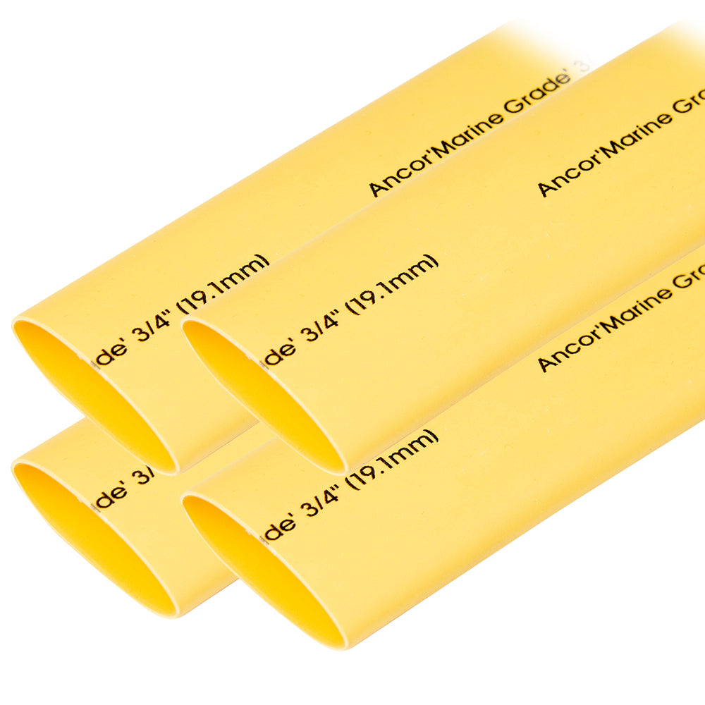 Ancor Heat Shrink Tubing 3/4 inch x 6 inches - Yellow, 4 Pieces