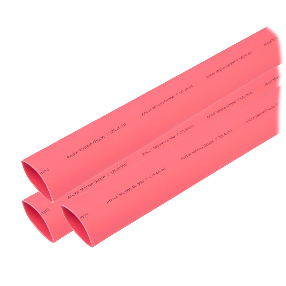 Ancor Heat Shrink Tubing 1 Inch x 3 Inches - Red, Pack of 3