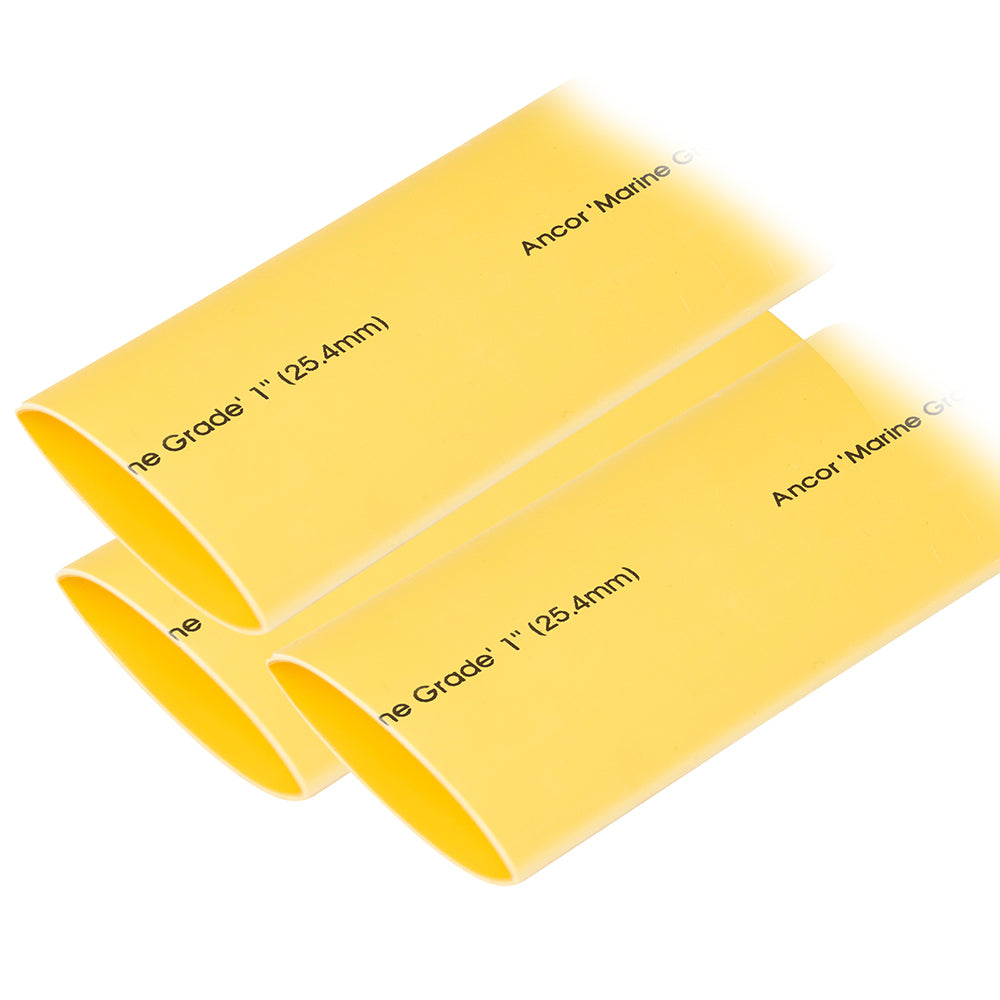 Ancor Heat Shrink Tubing 1 Inch x 12 Inches - Yellow, Pack of 3