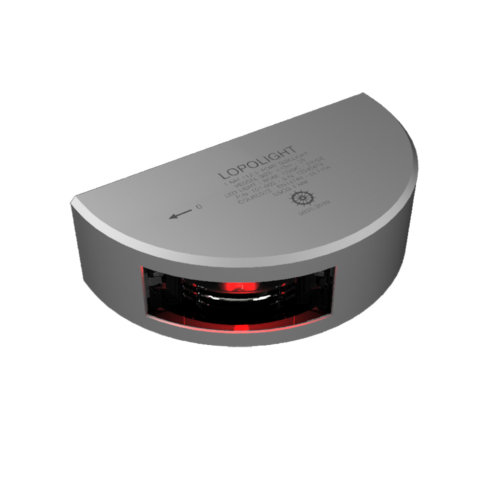 Lopolight Series 101-002 Port Side Navigation Light - 1NM Visibility - Vertical Mount - Red with Silver Housing