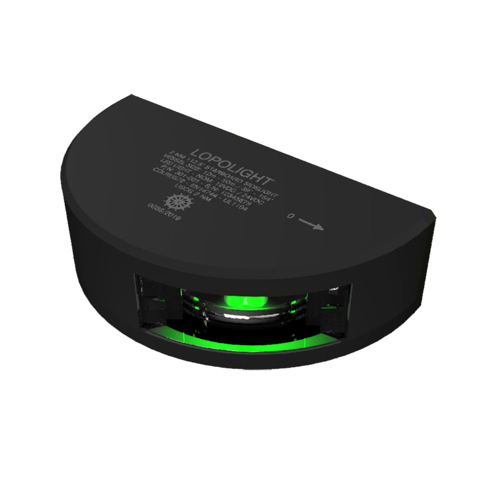 Lopolight Series 301-001 Starboard Sidelight - 2NM Green Vertical Mount with Black Housing