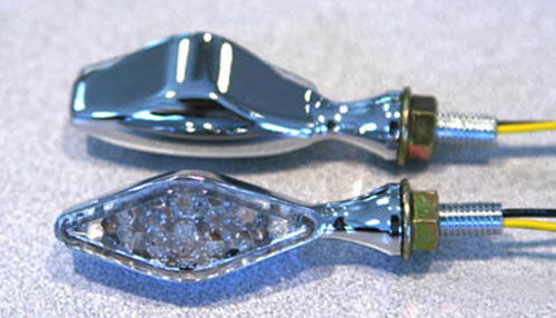 K&S LED Ultra Mini-Marker Lights with Diamond Eyelid, Chrome Finish - Part Number 25-8922