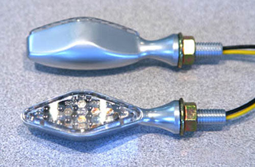 K&S LED Ultra Mini-Marker Lights with Diamond W/Eyelid, Brushed Chrome - Part Number 25-8923