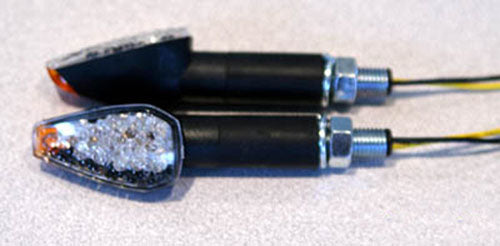 K&S LED Ultra Mini-Marker Lights, Triangle with Amber Tip, Black, Long - Part #25-8940
