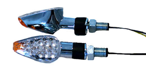 K&S LED Ultra Mini-Marker Lights, Triangle with Amber Tip, Chrome Finish (Part #25-8947)