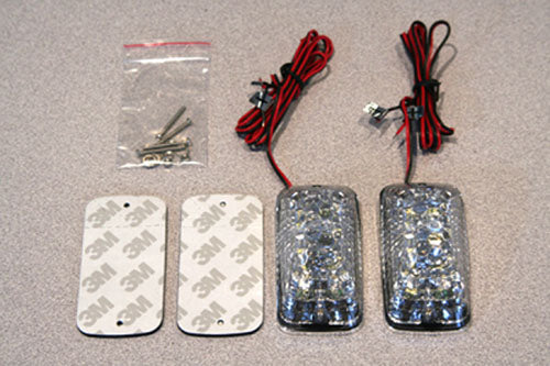 K&S LED Mini-Marker Light Set - Rectangle Chrome Amber for Automotive Use