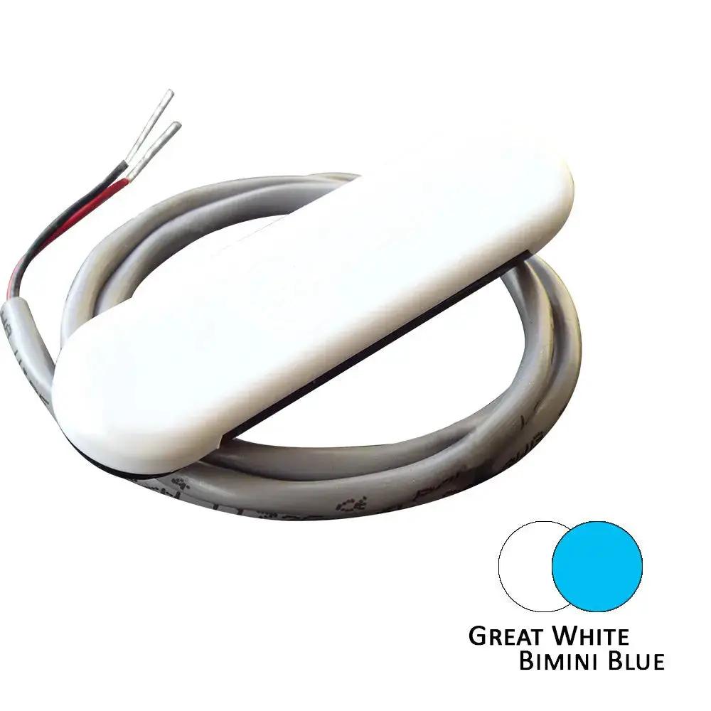 Shadow-Caster Dual Color Courtesy Light with 2ft Lead Wire – White ABS Cover – Great White and Bimini Blue by Shadow-Caster LED Lighting