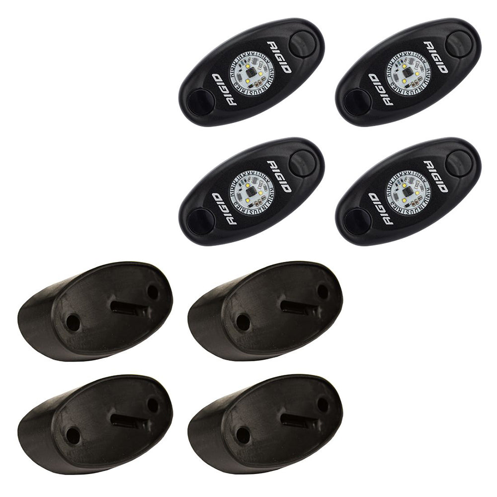 RIGID Industries A-Series Rock Light Kit - 4 Amber LED Lights with Black Housing