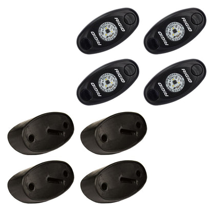 RIGID Industries A-Series Rock Light Kit - 4 Amber LED Lights with Black Housing