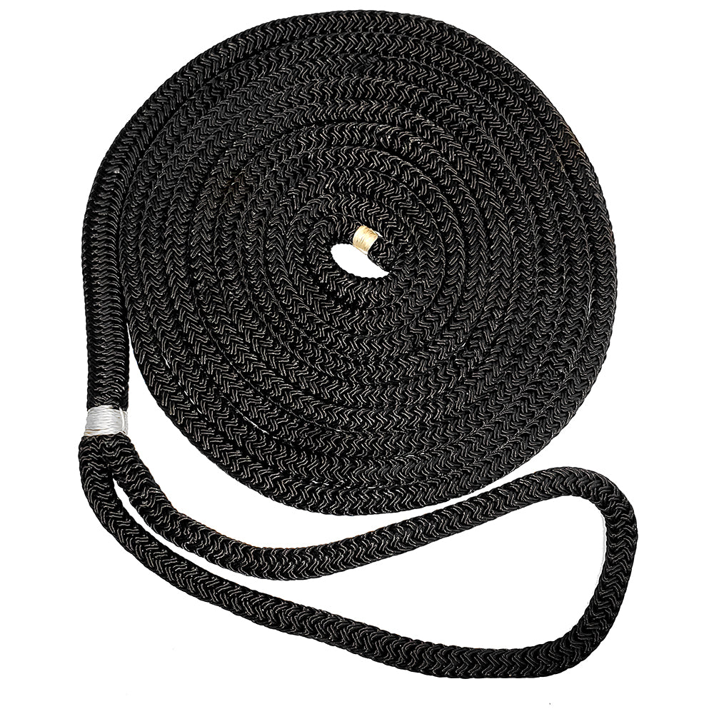 New England Ropes 5/8 inch Double Braid Dock Line - Black, 50 Feet