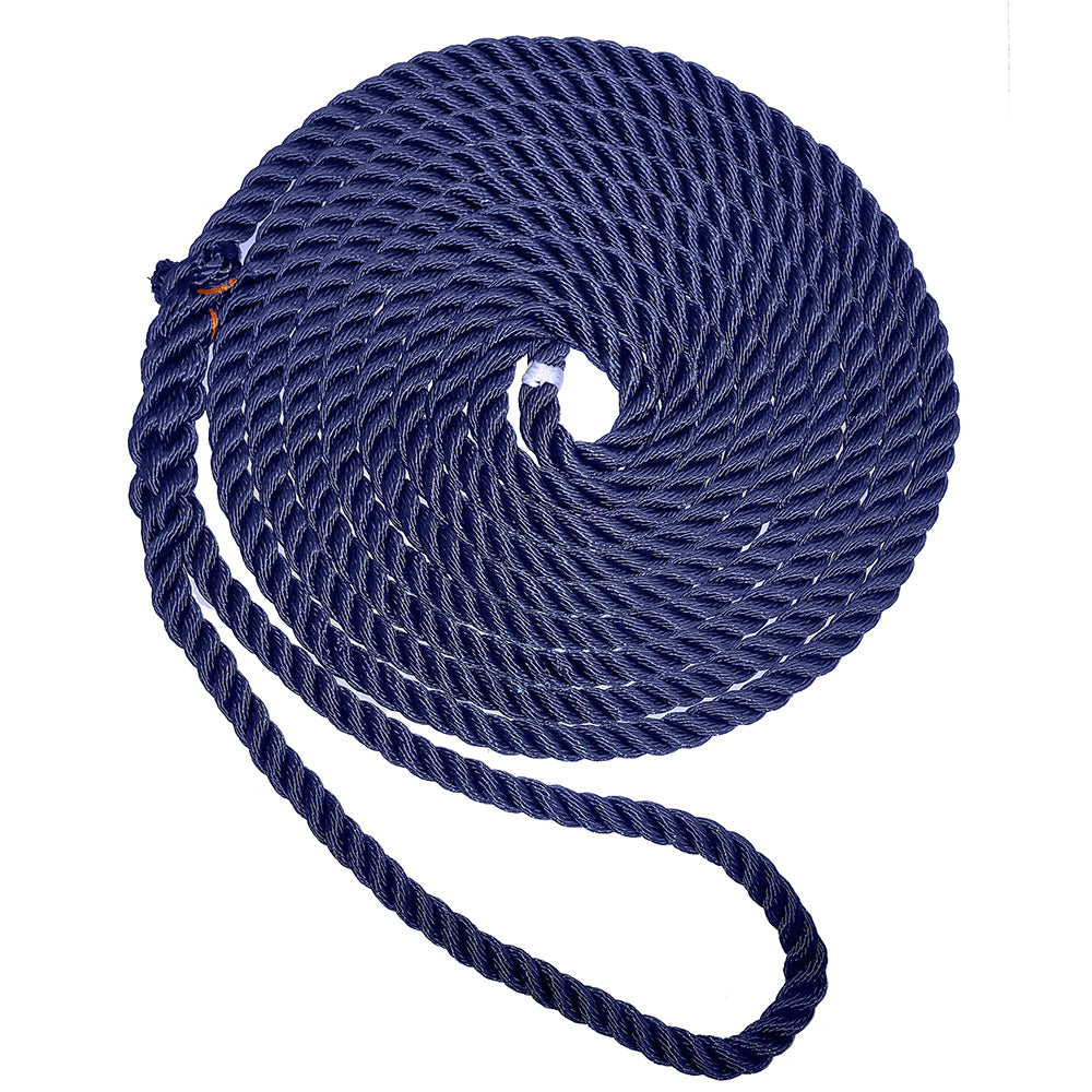 New England Ropes 3/8-Inch Premium 3-Strand Dock Line - Navy Blue, 25 Feet
