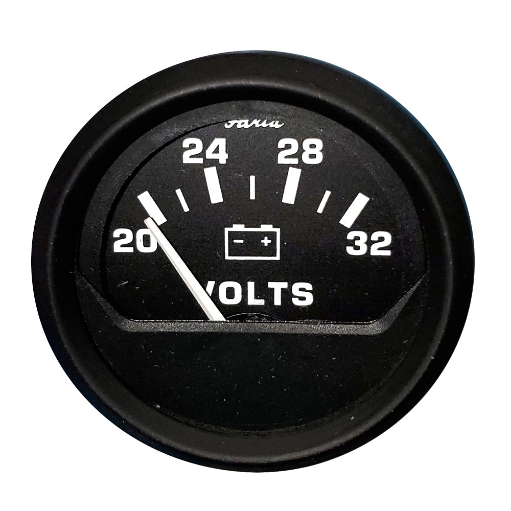 Faria Beede Instruments Euro Black 2-Inch Volt Meter (20-32 V) for Automotive and Marine Applications