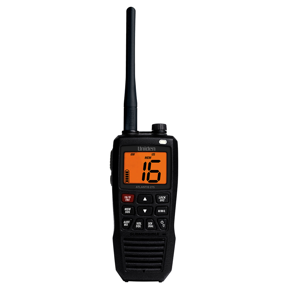 Uniden Atlantis 275 Floating Handheld VHF Marine Radio with NOAA Weather and IPX8 Waterproof