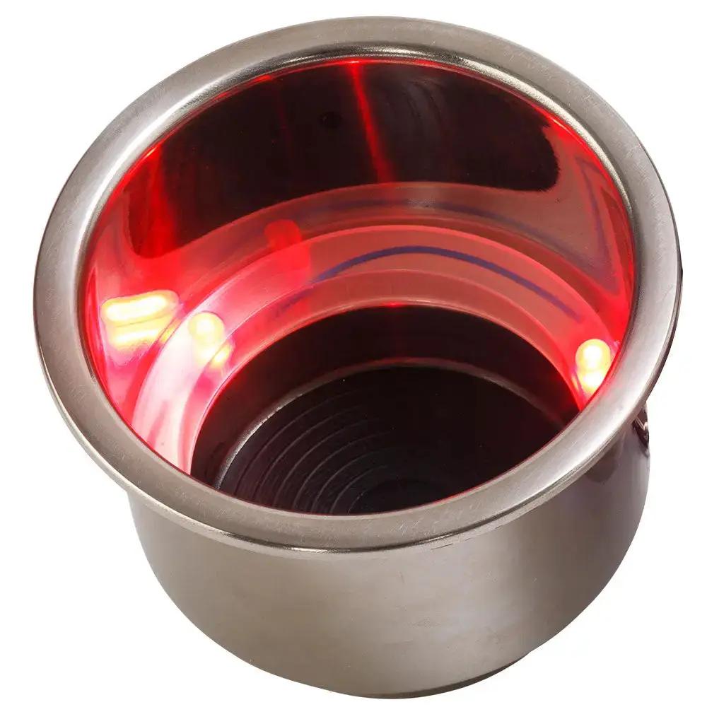 Sea-Dog LED Flush Mount Combo Drink Holder with Drain Fitting - Red LED by Sea-Dog