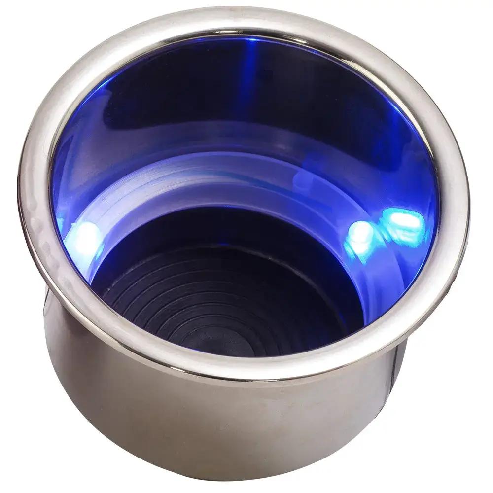 Sea-Dog LED Flush Mount Combo Drink Holder with Drain Fitting and Blue LED - Model 588074-1 by Sea-Dog