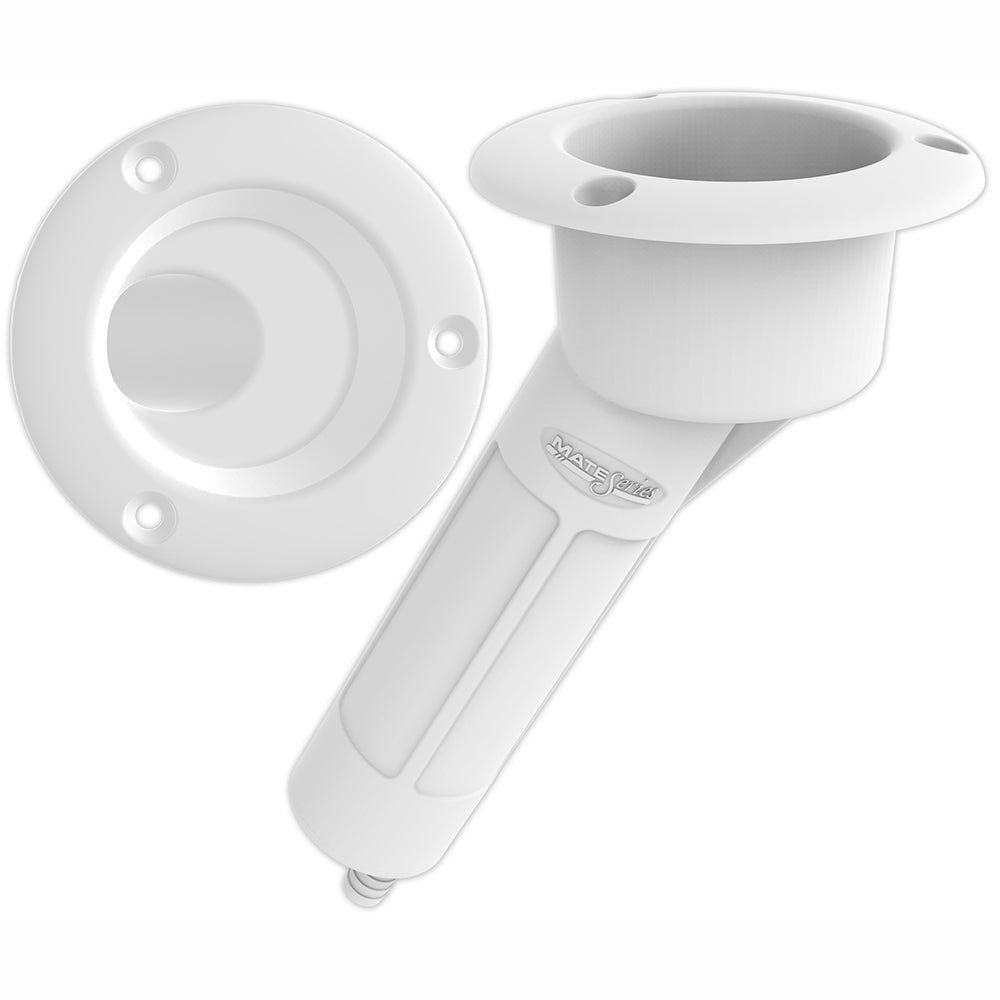 Mate Series Plastic 30 Rod & Cup Holder with Drain - Round Top, White (Part P1030DW)