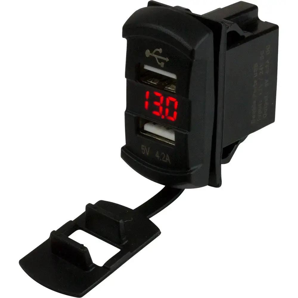 Sea-Dog Dual USB Rocker Switch Style Voltmeter with Hidden Display - Part 426527-1 by Sea-Dog