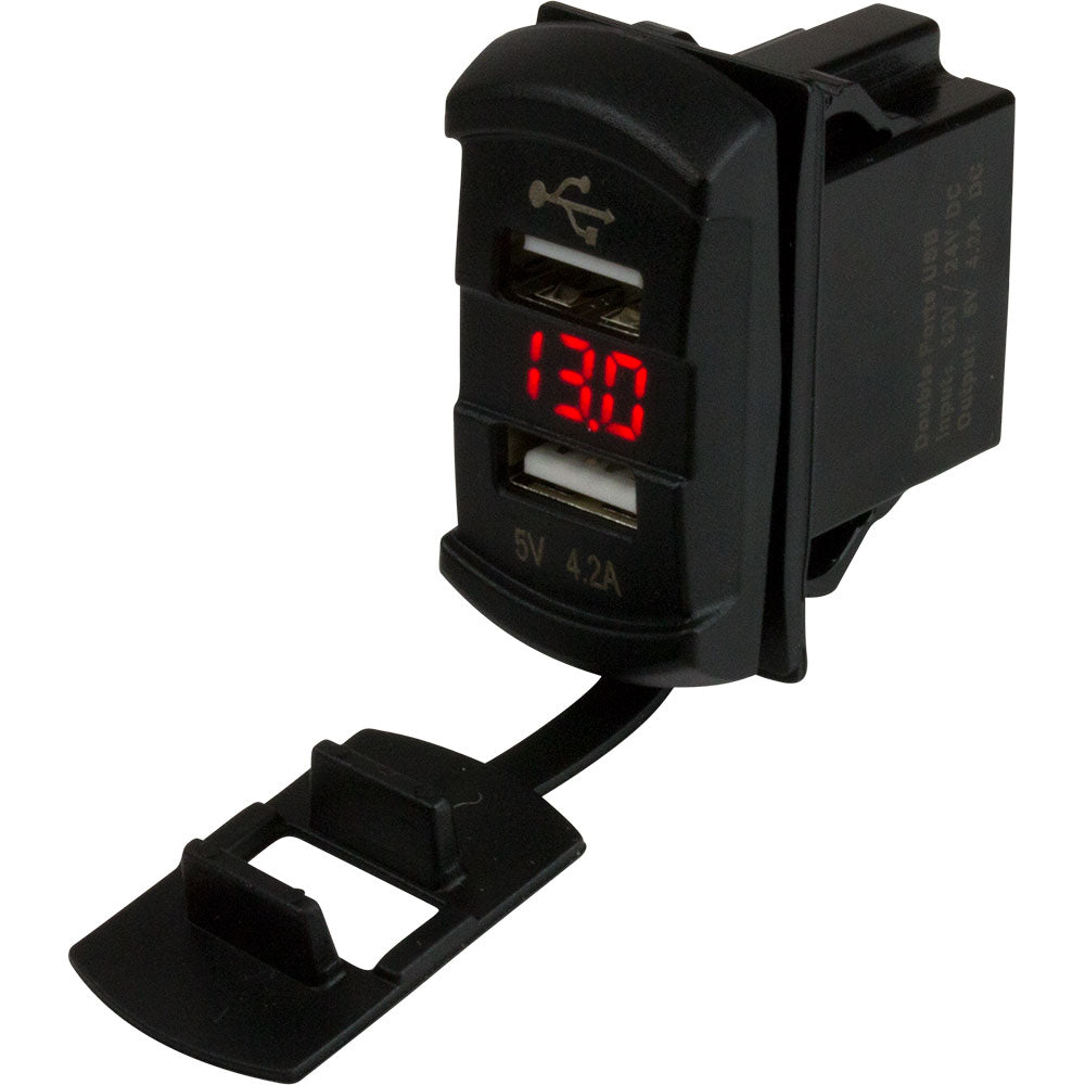 Sea-Dog Dual USB Rocker Switch Style Voltmeter with Hidden Display - Part 426527-1