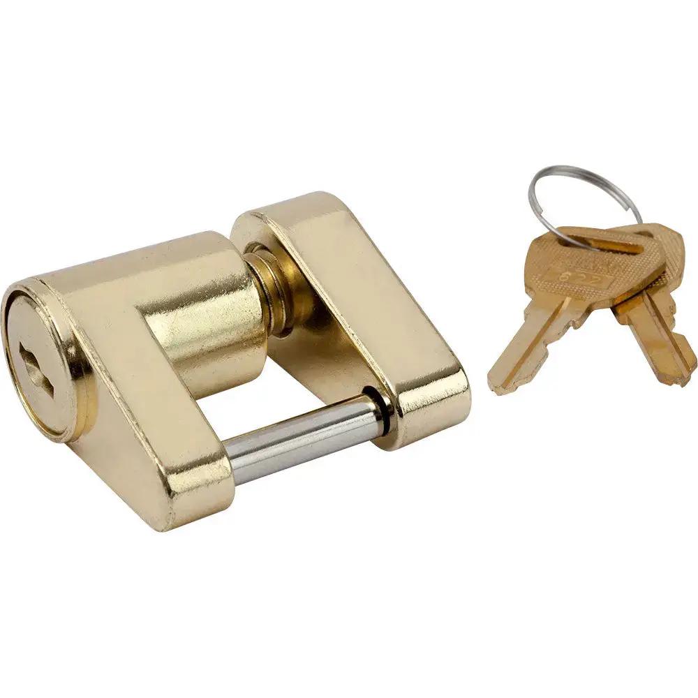Sea-Dog Brass Plated Coupler Lock - 2 Piece for Trailer Security by Sea-Dog