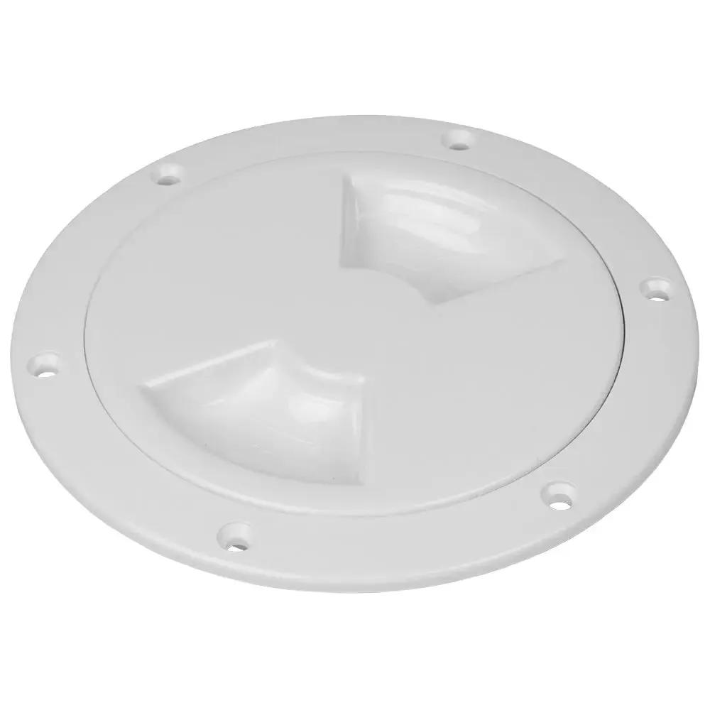 Sea-Dog 4-inch White Smooth Quarter Turn Deck Plate with Locking System by Sea-Dog
