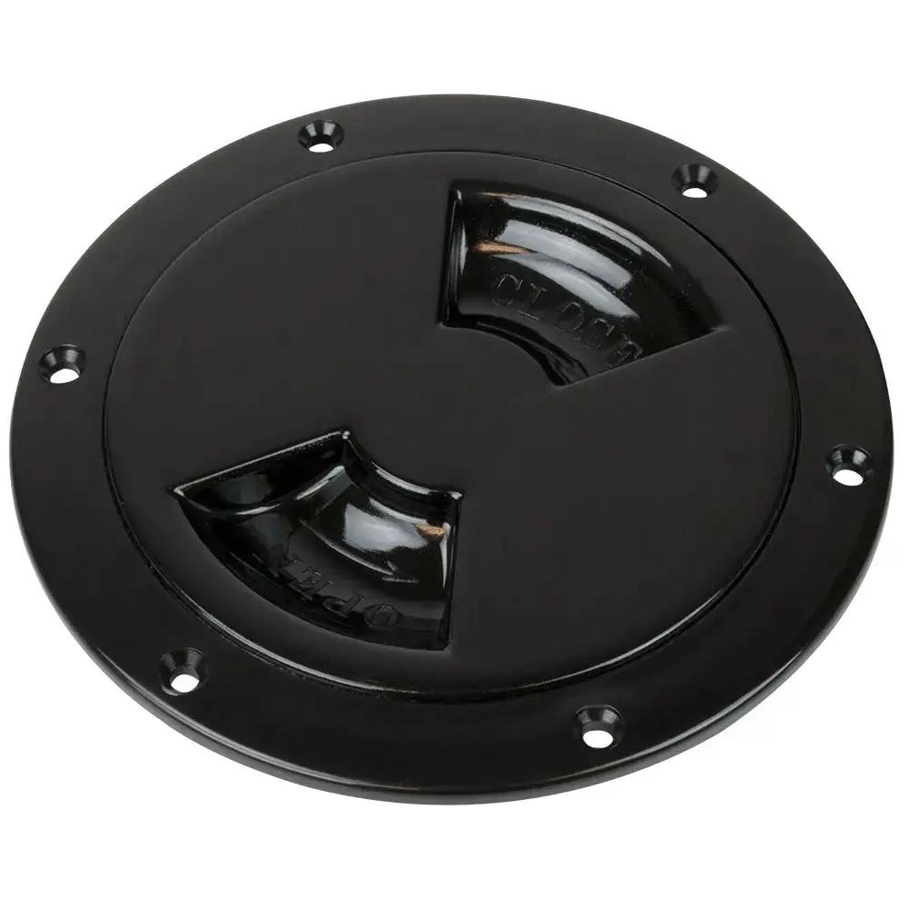 Sea-Dog 4-inch Black Smooth Quarter Turn Deck Plate with Locking System by Sea-Dog