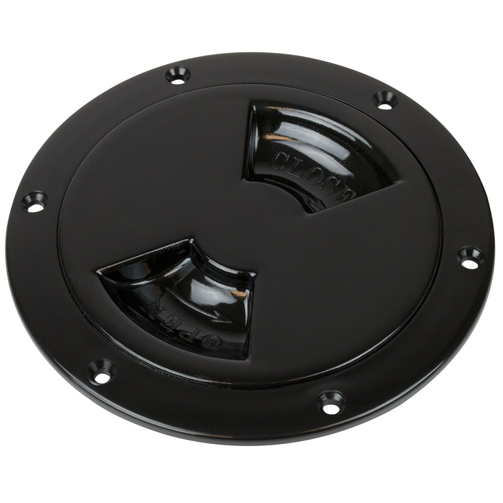 Sea-Dog 4-inch Black Smooth Quarter Turn Deck Plate with Locking System