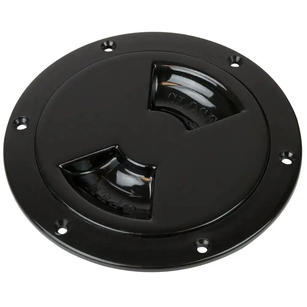 Sea-Dog 4-Inch Quarter-Turn Smooth Deck Plate with Internal Collar - Black by Sea-Dog