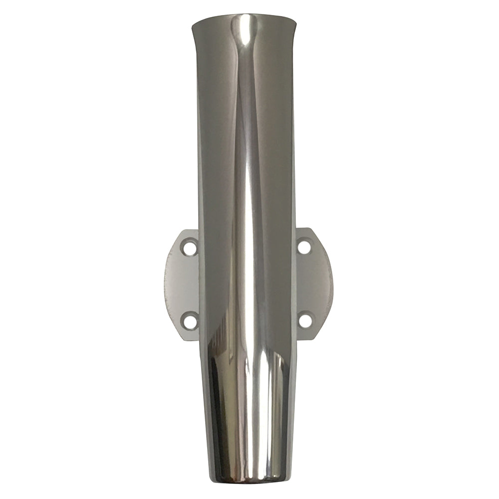 Tigress Bolt On Transom Mount Rod Holder - Polished Aluminum with Flared 10-Inch Rod Tube