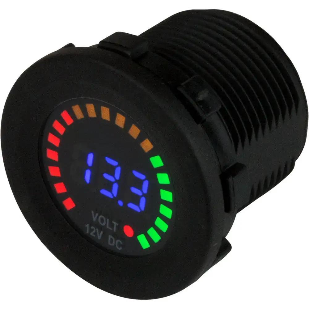 Sea-Dog Round Voltage Meter DC 5V-15V with Rainbow Dial by Sea-Dog