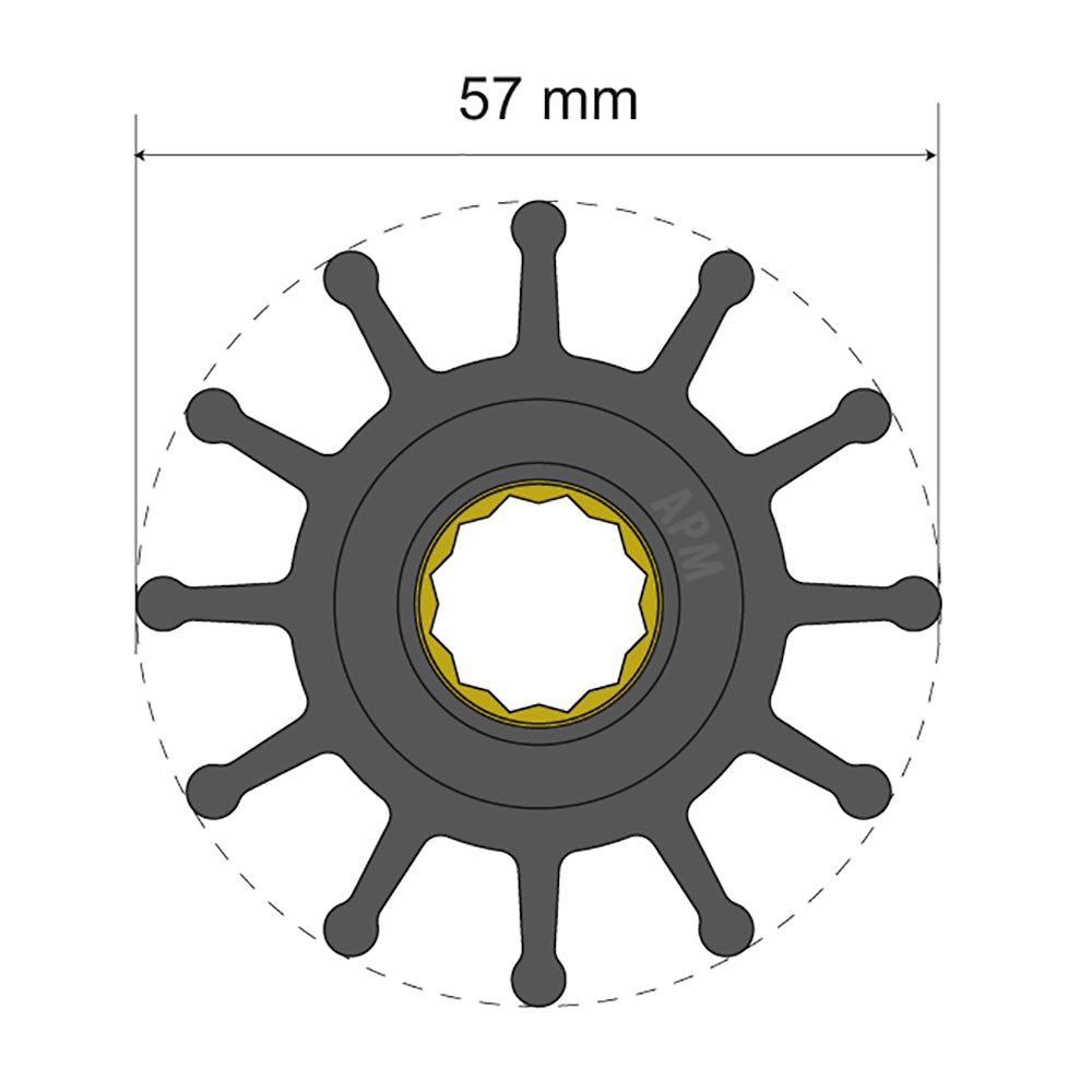 Albin Group Premium Impeller Kit 57 x 16 x 48.2mm - 12 Blade with Spline Insert