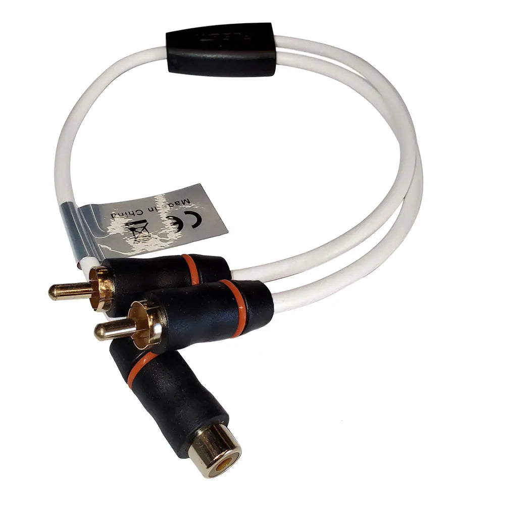 Fusion RCA Cable Splitter - 1 Female to 2 Male, 1 Foot, Nickel-Plated Connectors