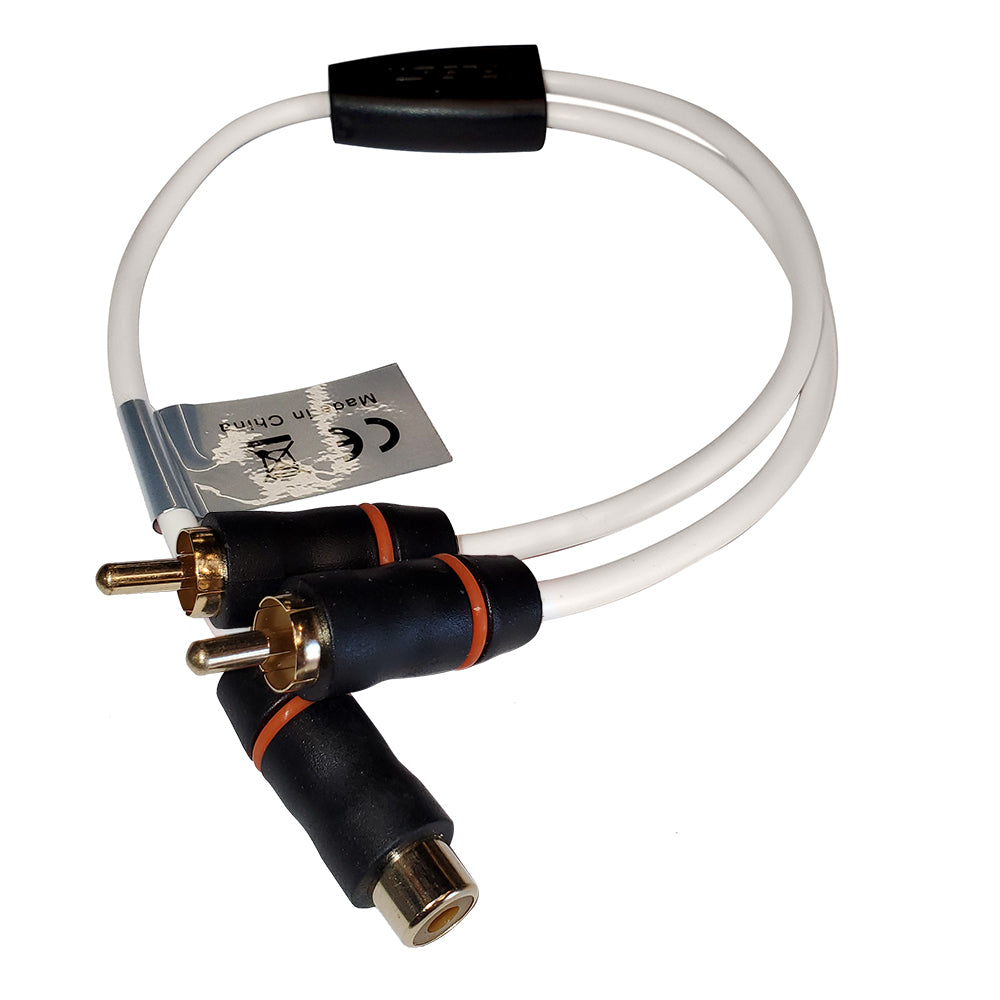 Fusion RCA Cable Splitter - 1 Female to 2 Male, 1 Foot, Nickel-Plated Connectors