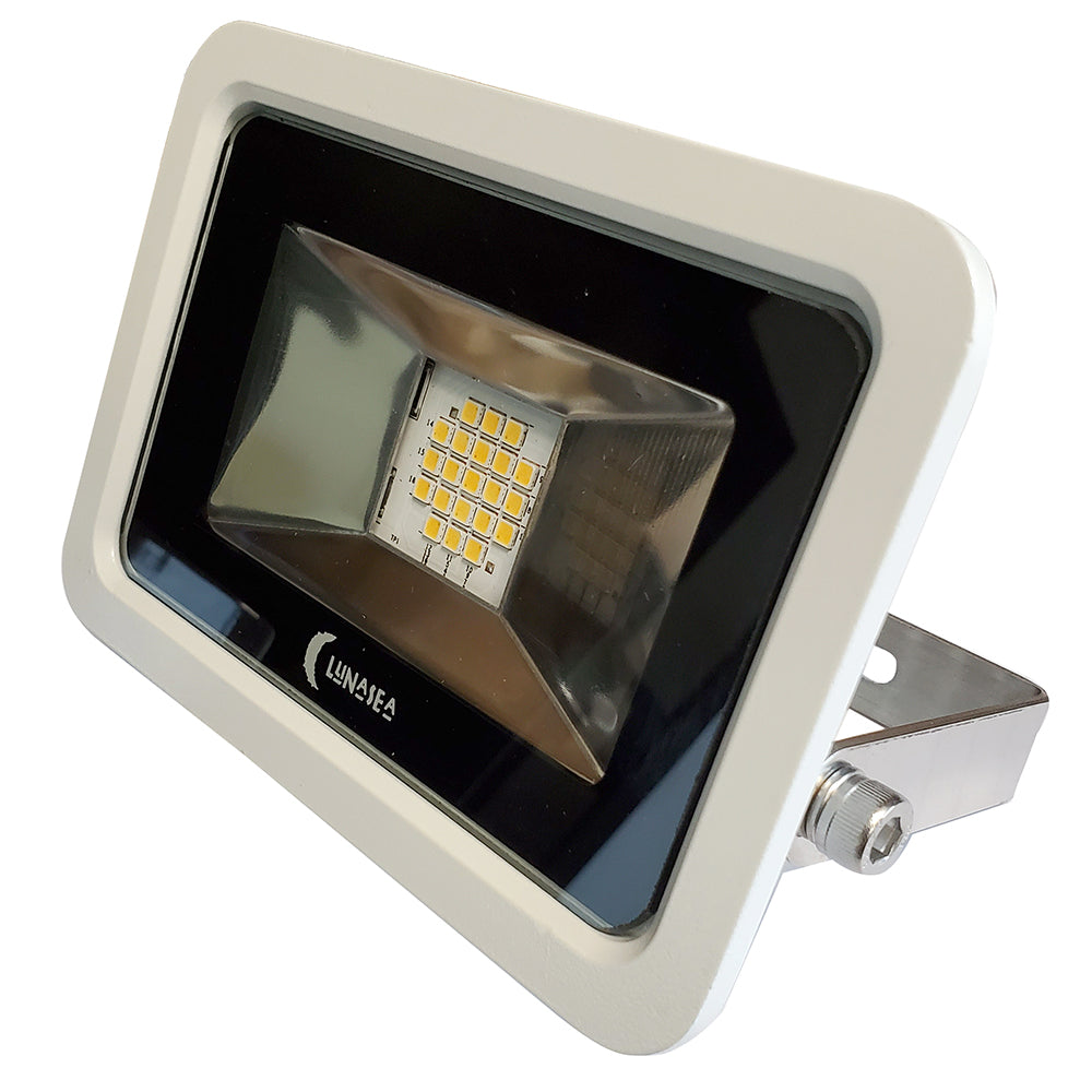Lunasea Lighting LLB-366N-31-10 10W Slimline LED Floodlight, 120VAC, Cool White, 1200 Lumens, White Housing