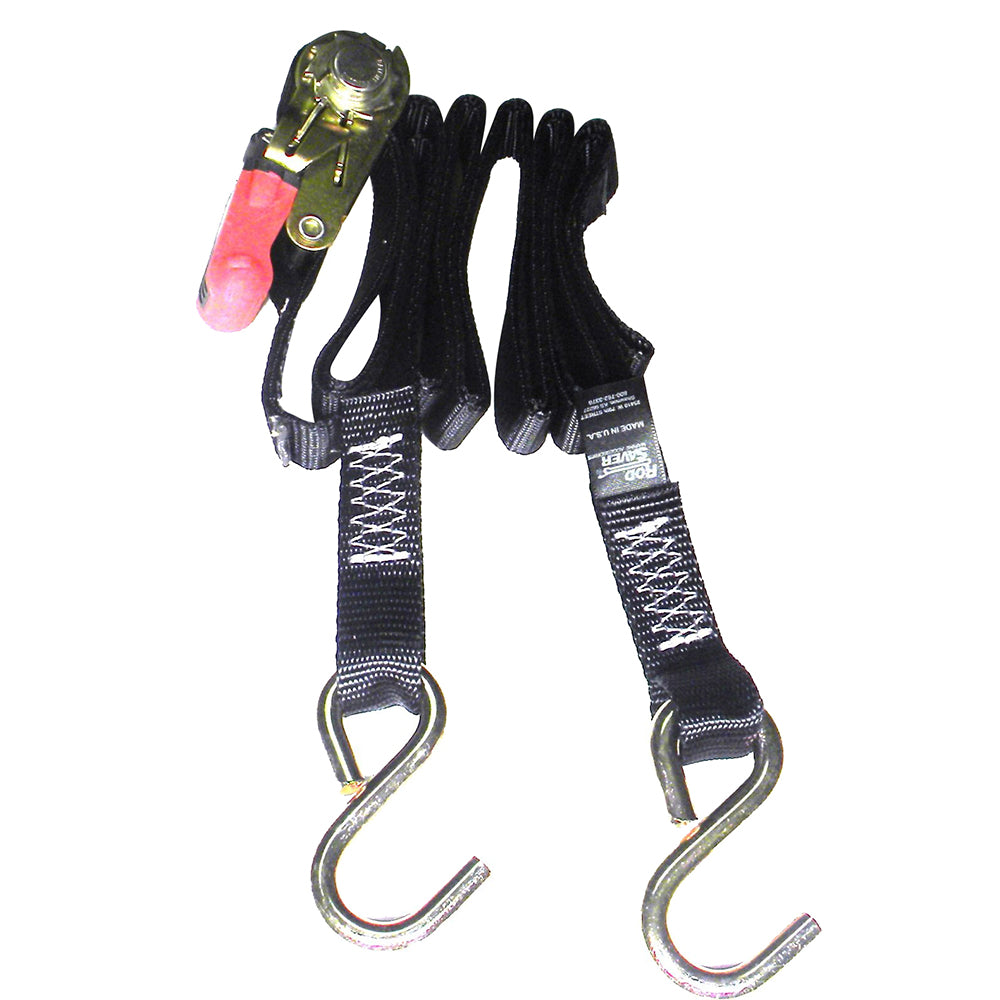 Rod Saver Ratchet Gunwale Tie-Down 1 inch x 10 feet - Marine Boat Tie-Down with Soft-Grip Rubber Handle