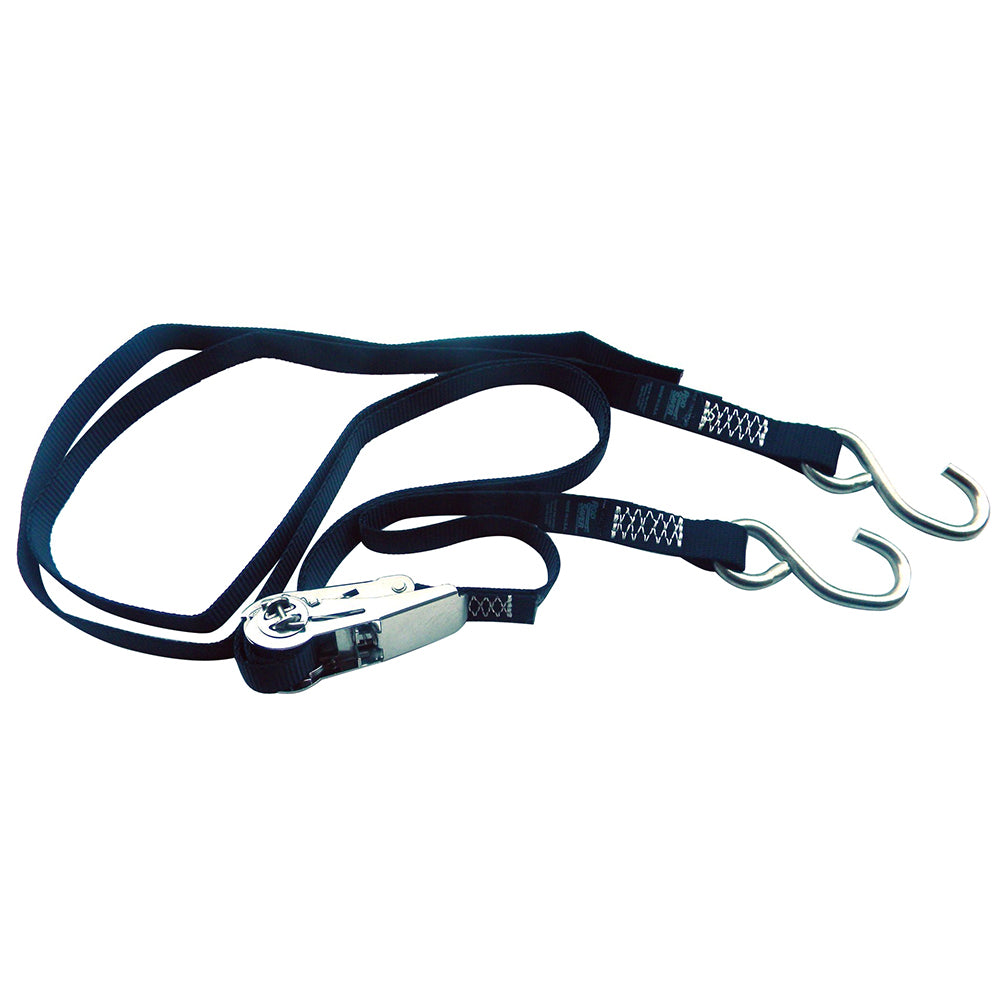 Rod Saver Stainless Steel Ratchet Gunwale Tie-Down 1" x 16' - Heavy Duty Marine Tie-Down