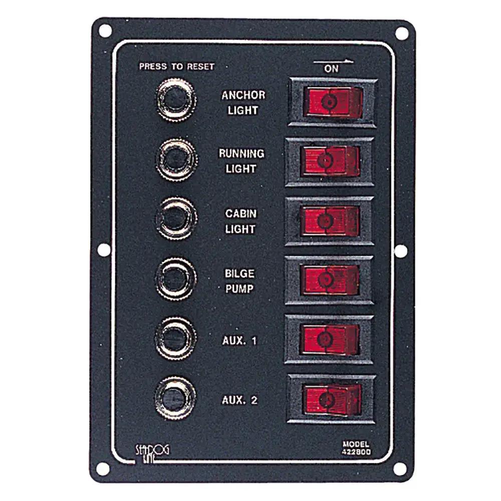 Sea-Dog Aluminum Circuit Breaker Panel - 6 Circuit for Marine and RV Applications by Sea-Dog
