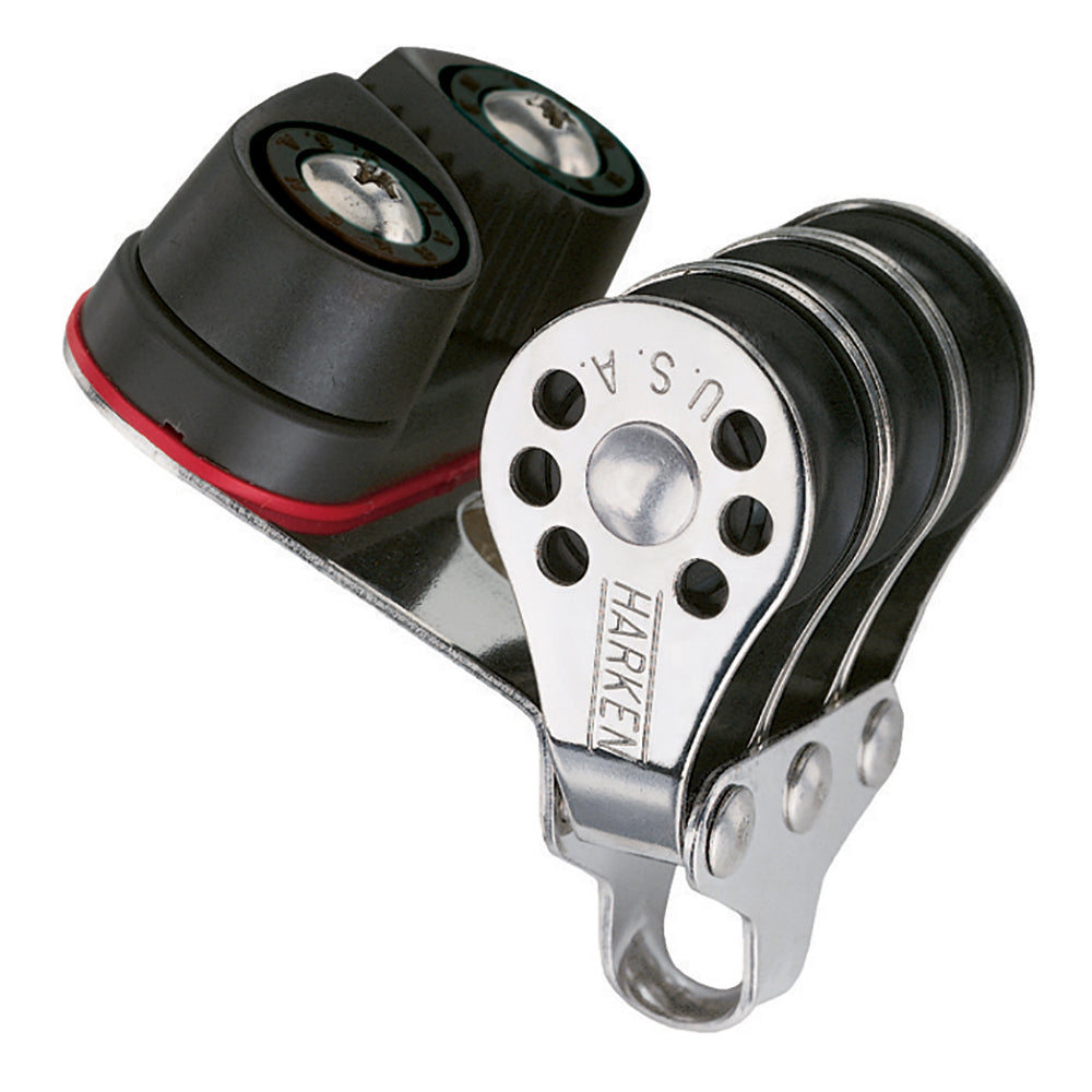 Harken 22mm Triple Micro Block with Cam Cleat - Compact Low-Friction Sailing Hardware